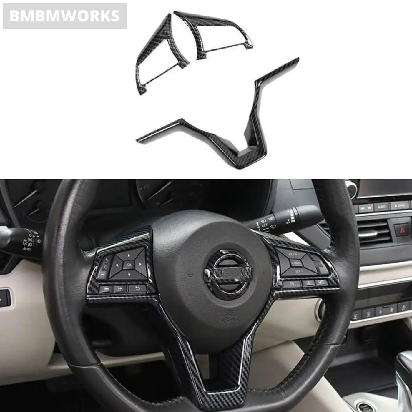 Steering Wheel Decoration Cover Frame Trim For Rogue Altima Sentra Kicks Leaf