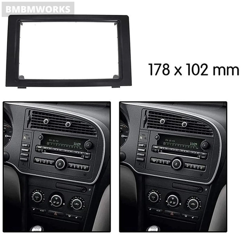 Stereo Radio Fascia Dash Panel 2 Din Frame Trim Kit Saab 9-3 2007-2011