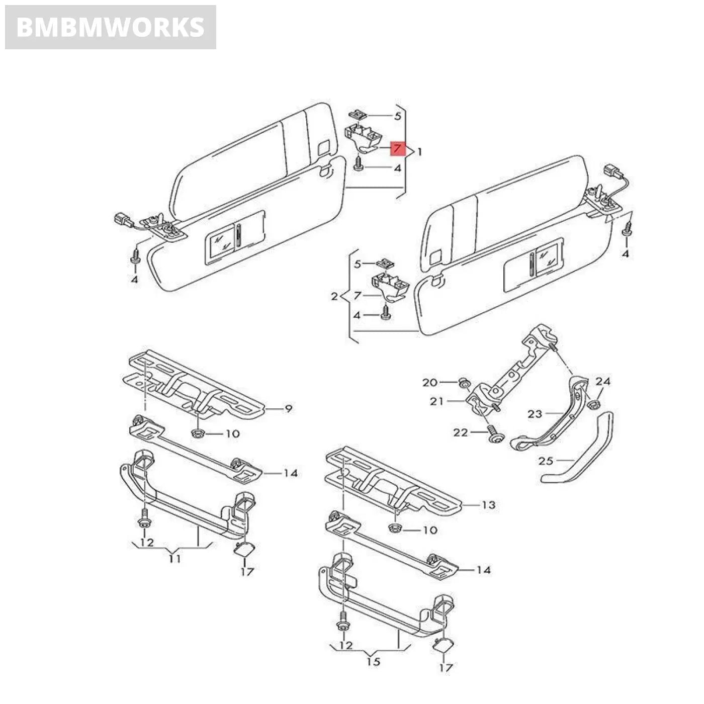 Sun Visor Support Grey Retainer Hanger Clip Hook For Vw Audi Porsche