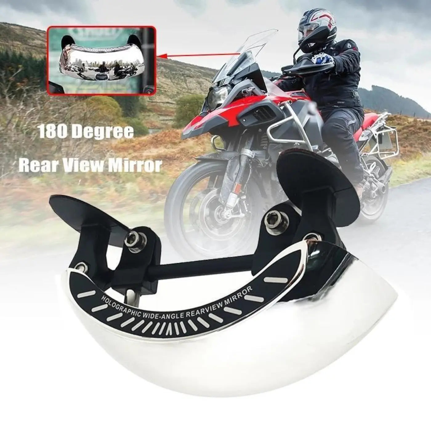 Universal Motorcycle 180 Degree Wide Angle Rear View Mirror Bmw R1200Gs Yamaha