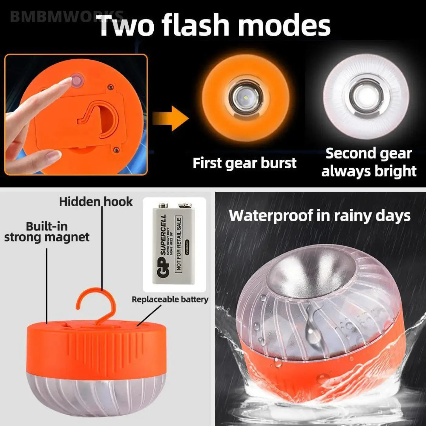V16 Led Emergency Beacon Light Rechargeable Magnetic Induction Strobe