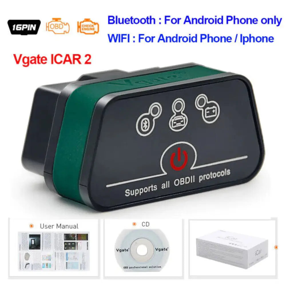 Vgate Icar2 Obd2 Wifi Bluetooth Scanner Elm327 V2.2 Obd 2 Android/Pc/Ios