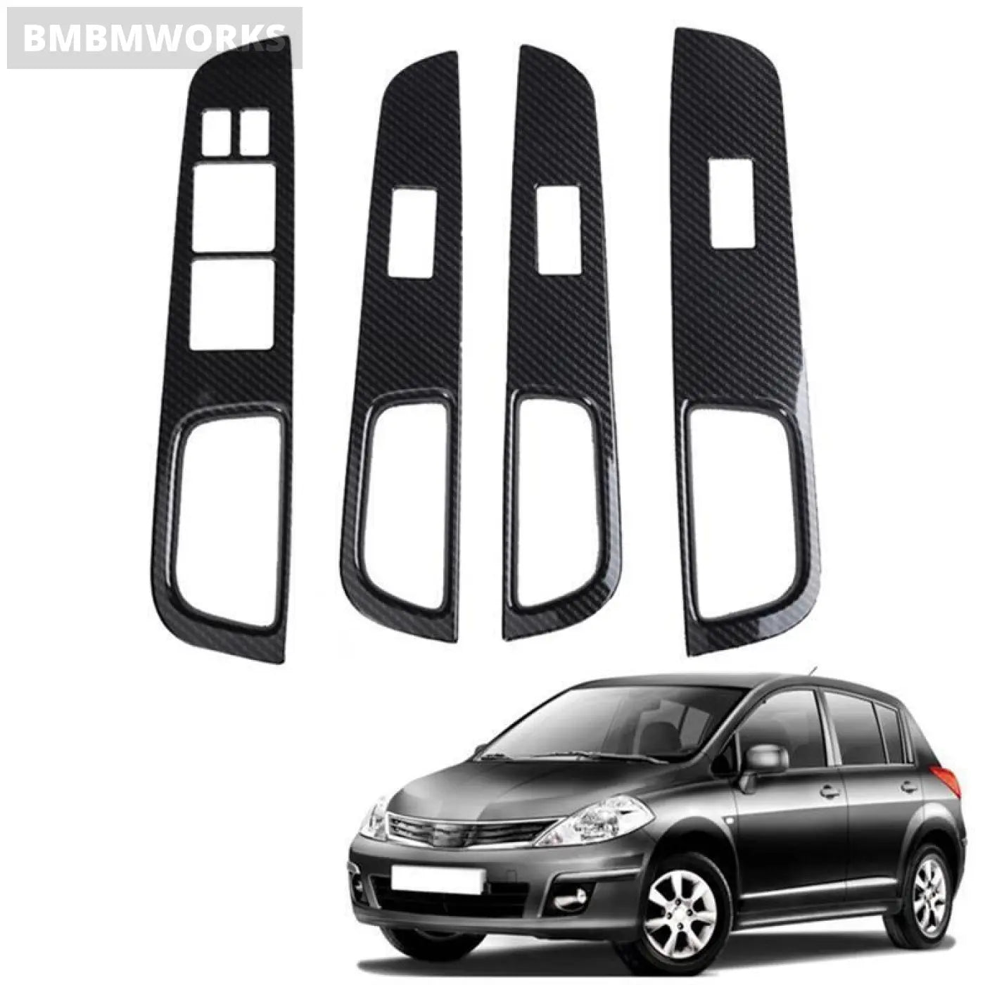 Window Glass Lift Button Switch Cover Trim For Nissan Tiida Rhd 2005-2010