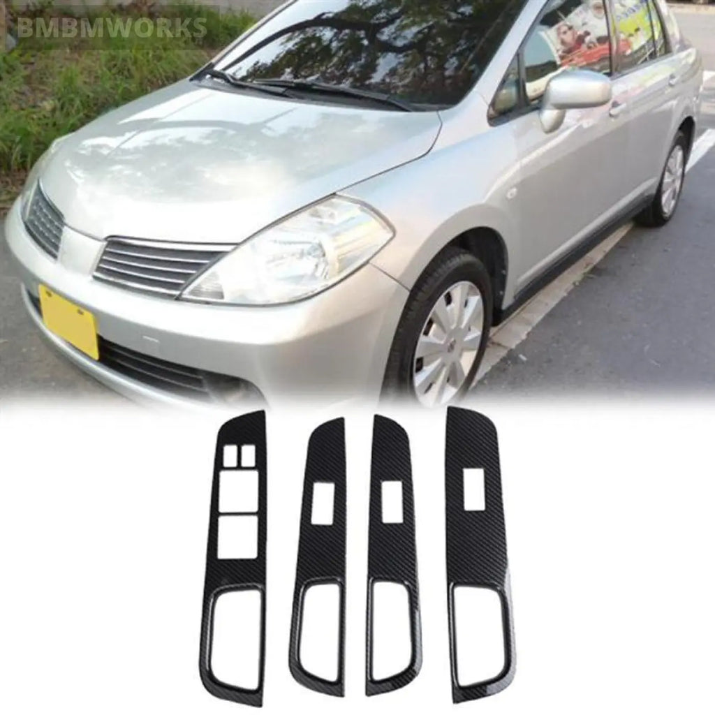 Window Glass Lift Button Switch Cover Trim For Nissan Tiida Rhd 2005-2010